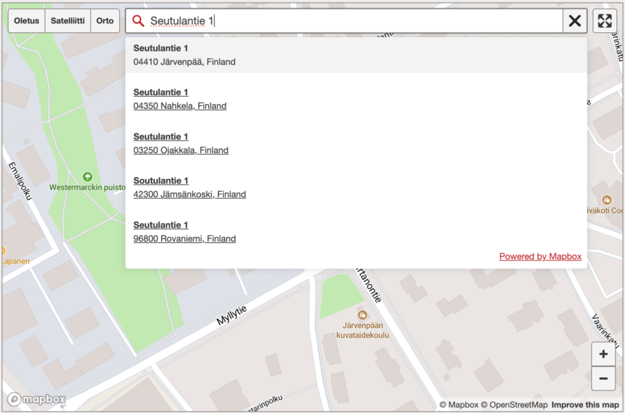Kaivupisteen lisäys osoitteella